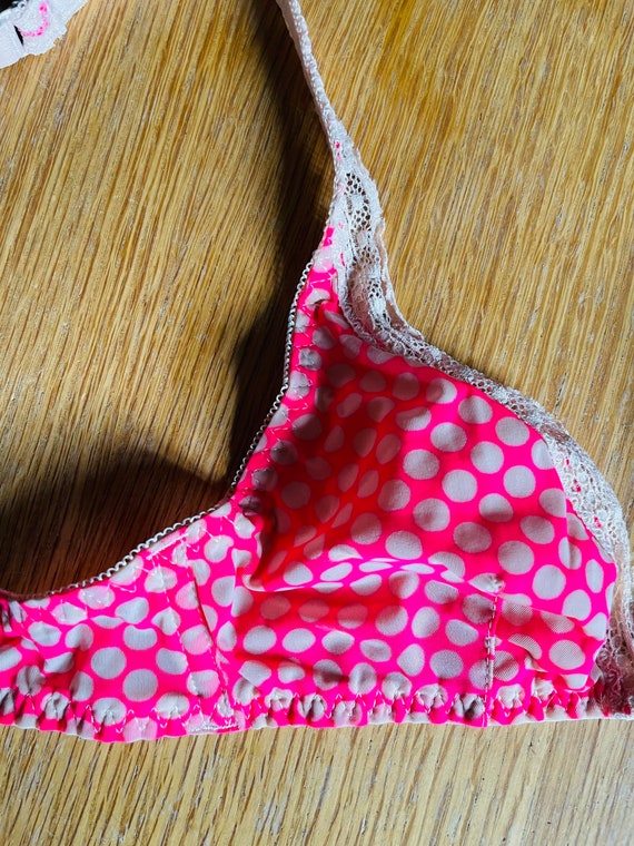 Princess Tam Tam Pretty Triangle Bra Size 32A Hot Pink Spotted Microfiber  Bra BNWT New 