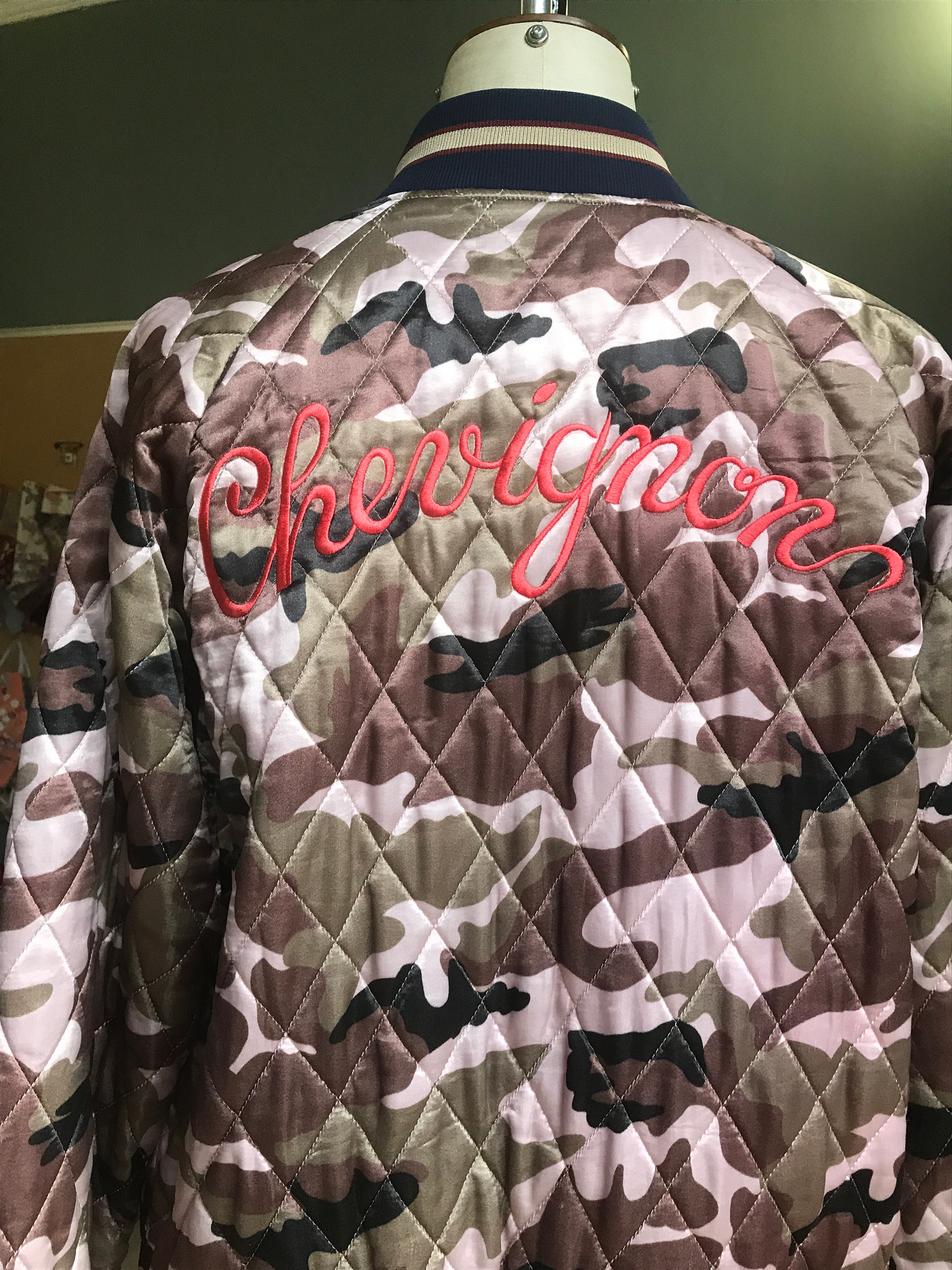 Chevingnon Satin Quilted Camo Bomber Jacket Mint Condition - Etsy