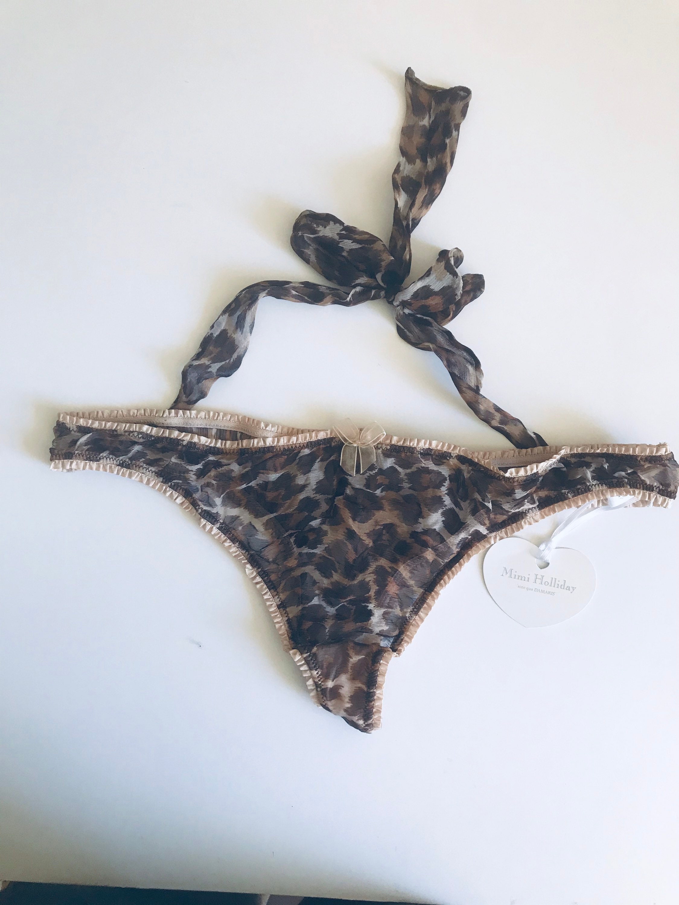 Lingerie Set Silk Leopard Bra and Panties Mimi Holliday