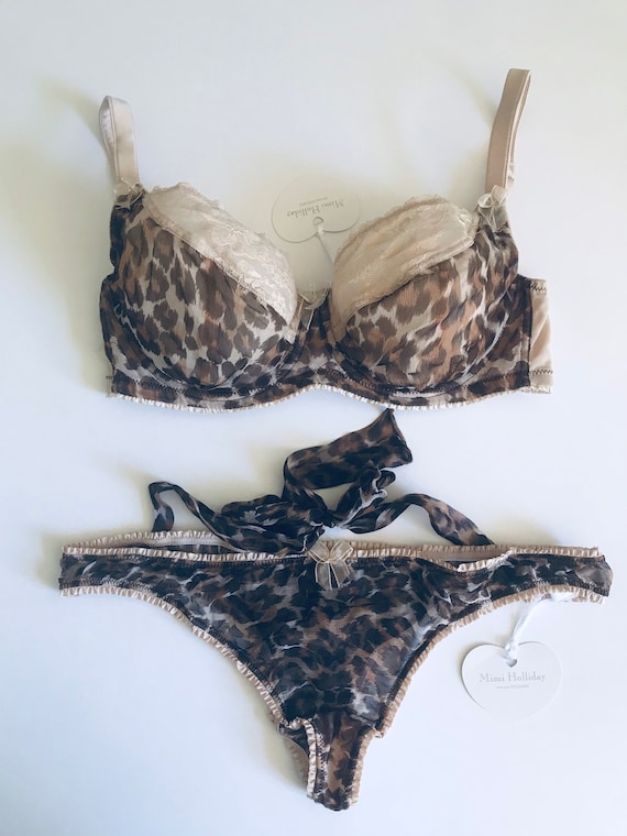 Lingerie Set Silk Leopard Bra and Panties Mimi Holliday Brand New  Leopardskin Printed Silk Chiffon Lingerie Set 36DD Gorgeous -  Norway