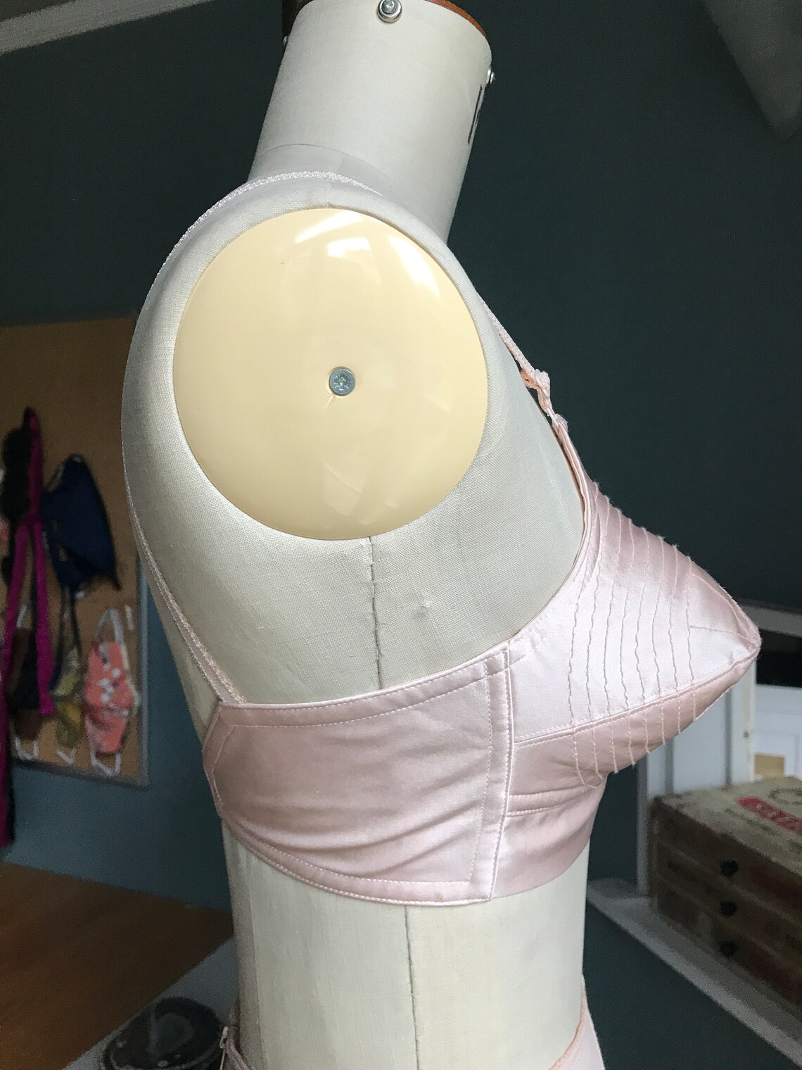 Bullet bra Silk satin bra Vintage Rigby and Peller pale Etsy