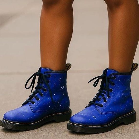 Galaxy Hand Painted Dr. Marten Boots Youth 4/women 5 - Etsy display picture 1