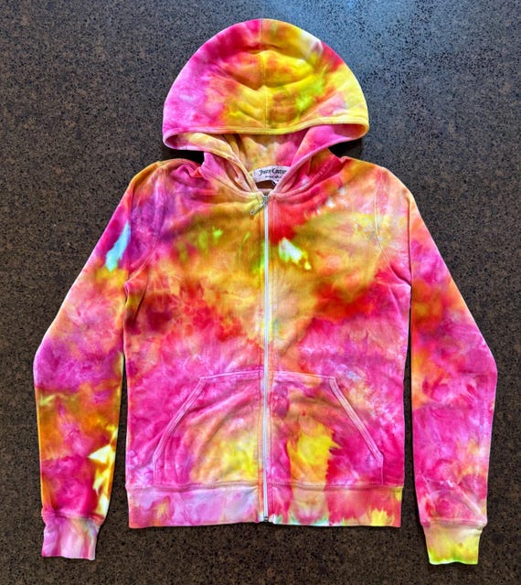 Juicy Couture Tie Dye Velour Hoodie Junior Large - Etsy