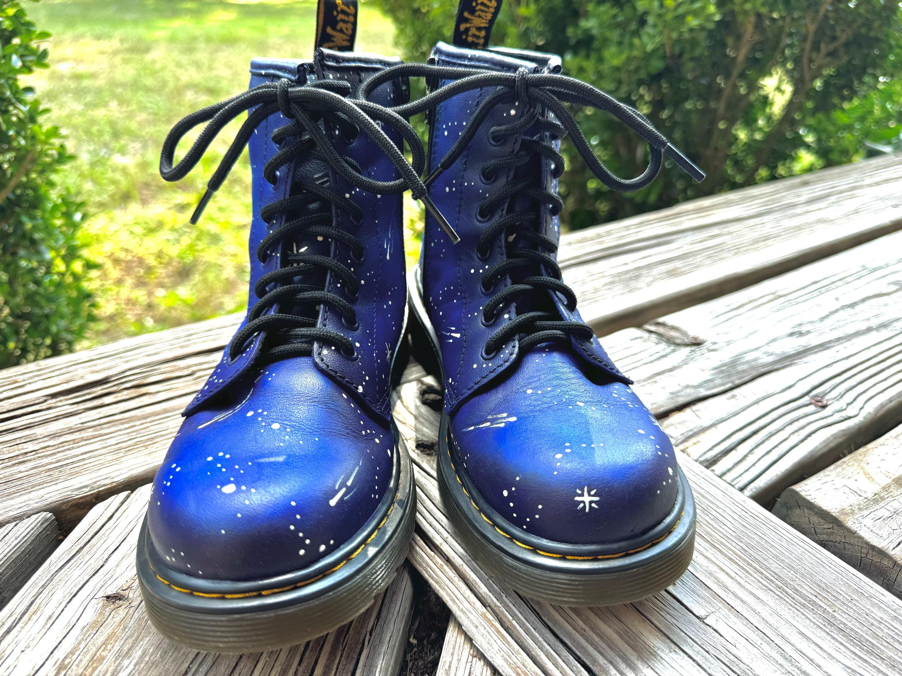 Galaxy Hand Painted Dr. Marten Boots Youth 4/women 5 - Etsy display picture 2