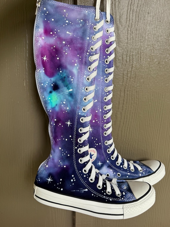 Tie Dyed Galaxy Knee High Converse Mens 3 Womens 5 Etsy