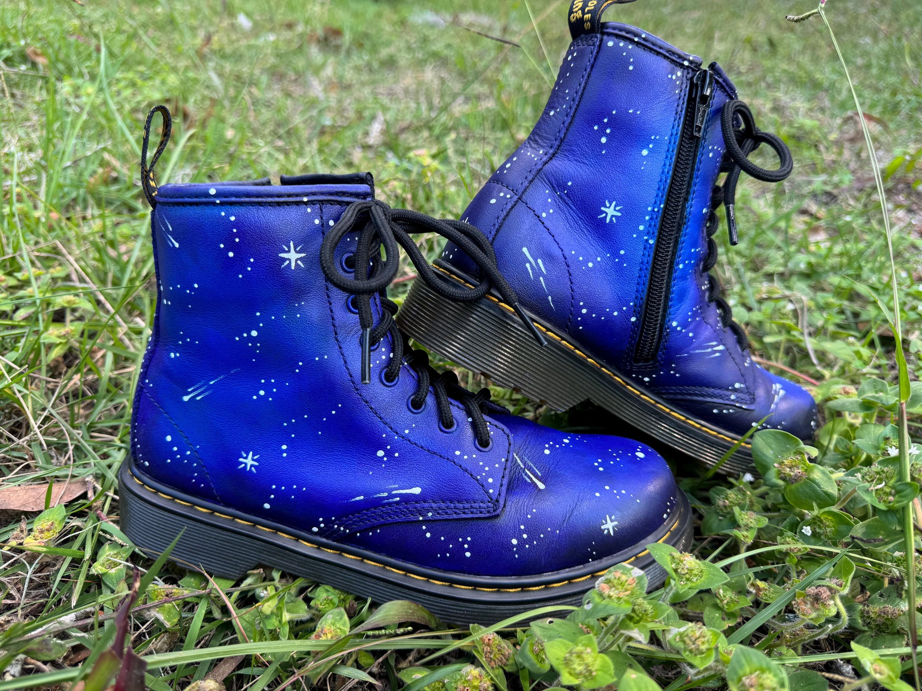 Galaxy Hand Painted Dr. Marten Boots Youth 4/women 5 - Etsy