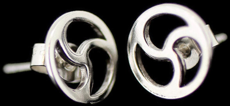 BDSM Earrings-Triskele Earrings-Jewelry-Discreete-Pure Silver Stud Design Sterling Silver boxed and gift wrapped