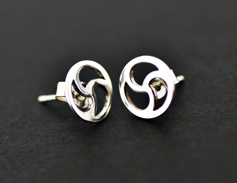 BDSM Earrings-Triskele Earrings-Jewelry-Discreete-Pure Silver Stud Design Sterling Silver boxed and gift wrapped