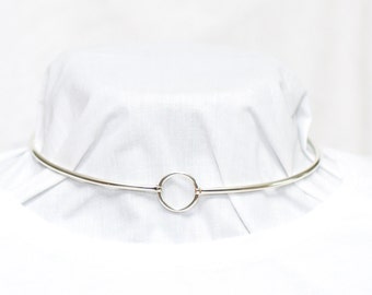 New Design, Discreet Day Collar, 3mm sterling silver (8g), Padlock clasp, Hinged Front O ring, Handmade BDSM Collar