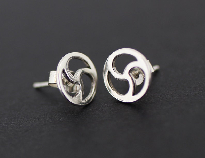 BDSM Earrings-Triskele Earrings-Jewelry-Discreete-Pure Silver Stud Design Sterling Silver boxed and gift wrapped