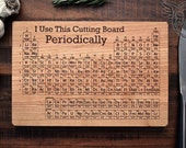 Periodic Table Cutting Board, Science Art, Geeky Graduation Gift, Chemistry Teacher Gift, Engraved Wood Kitchen Decor, Geekery