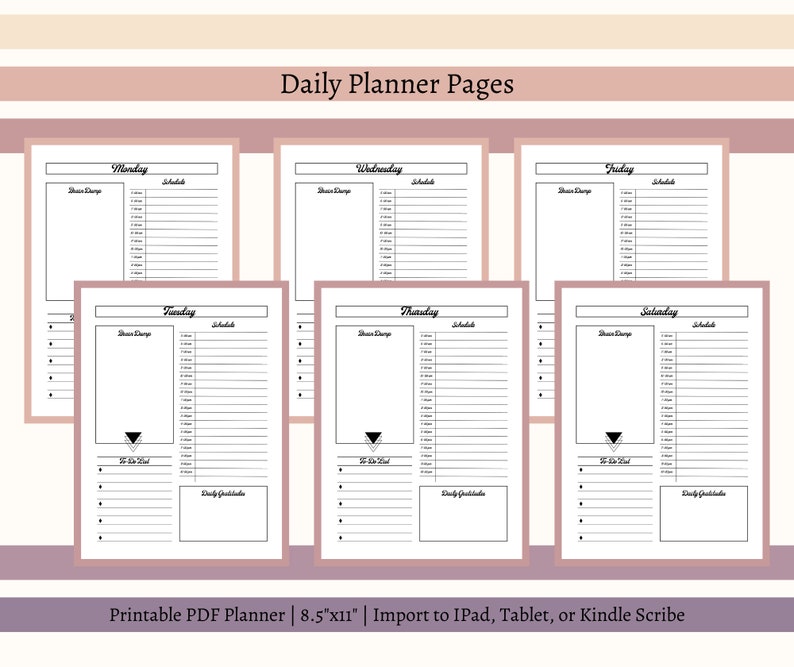 Daily Planner Printable Weekly Planner PDF Blank Monthly Planner ...