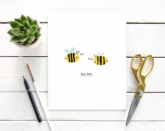 Boo Bees Funny Illustration Print