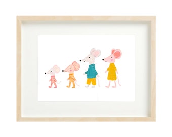 Mouse Family Illustration Print - FREE UK DELIVERY