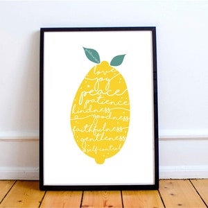 Yellow Lemon Fruit of the Spirit Print FREE UK DELIVERY image 1