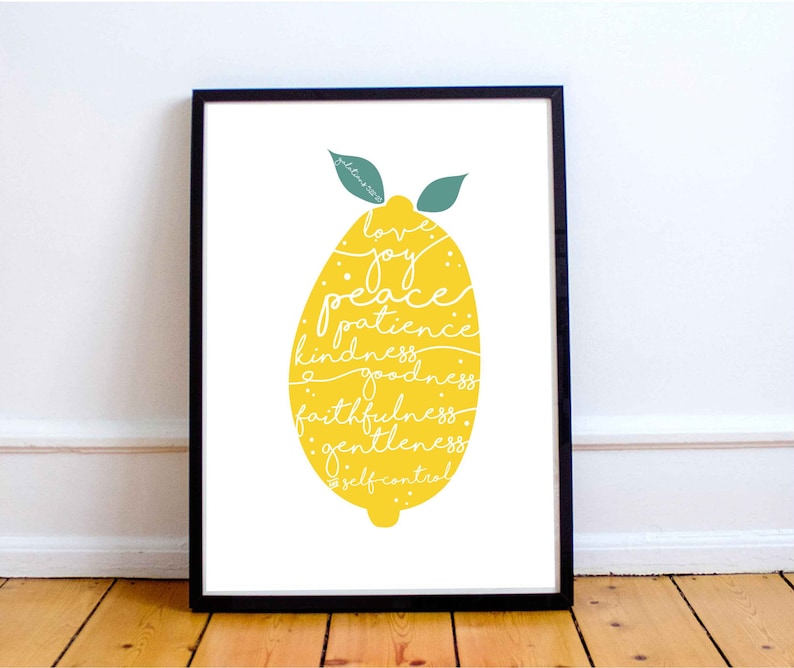 Yellow Lemon Fruit of the Spirit Print FREE UK DELIVERY image 1