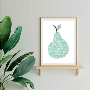 Fruit of the Spirit Galatians 5 v 22-23 Pear Print FREE UK DELIVERY Teal