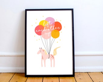 Horse and Balloon 'Lift each other up' Encouragment Illustration - FREE UK DELIVERY