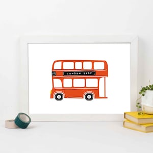 &quot;Roter Doppeldeckerbus Illustration &quot;&quot;London Baby&quot;&quot; Druck - GRATIS UK LIEFERUNG.&quot;