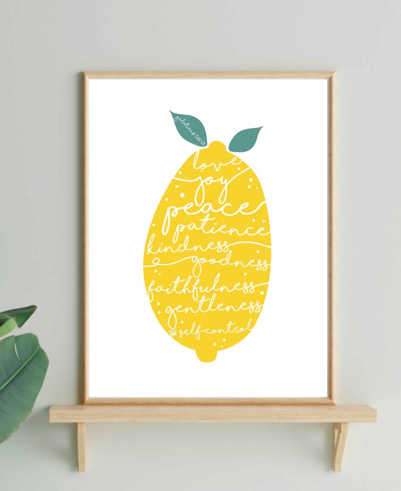 Yellow Lemon Fruit of the Spirit Print FREE UK DELIVERY image 3