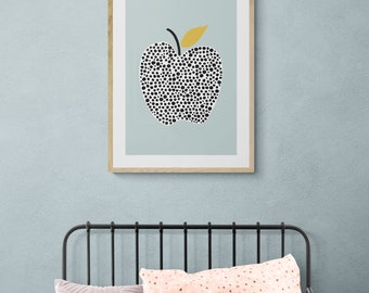 Personalised Apple print - Name or Date - New Baby Children's Print