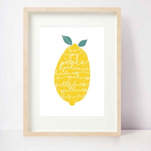 Yellow Lemon Fruit of the Spirit Print FREE UK DELIVERY image 2