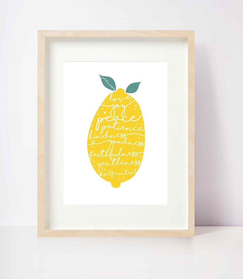 Yellow Lemon Fruit of the Spirit Print FREE UK DELIVERY image 2