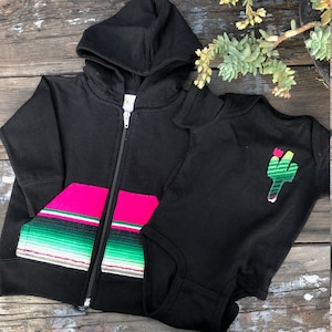 PROMO! Serape Pockets and Cactus - Baby Zip-Up and (Half Price!) One-Piece Set