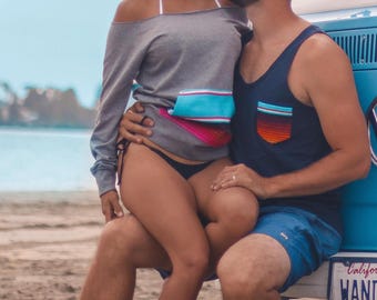 Sudadera con hombros descubiertos y bolsillo tipo sarape (corte femenino)