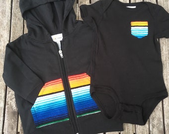 Baby zip up hoodie with serape pockets