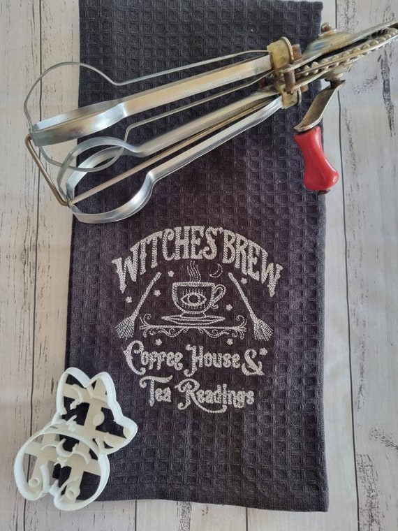 Tea towel, Witches Brew, coffee house and tea readings, Witchy tea towel