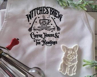 Witches Brew, Coffee House and Tea Readings Apron. Embroidered
