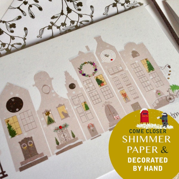 Christmas cards . Holiday Cards . Personalized Christmas Card . Christmas Amsterdam's Houses