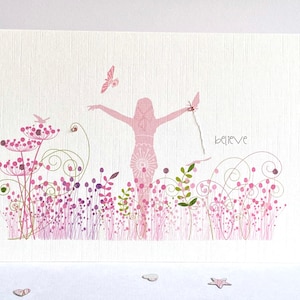 Carte de confirmation Botanical Girl. Carte florale de première communion. Invitation de confirmation . Faire-part première communion fille pacifique