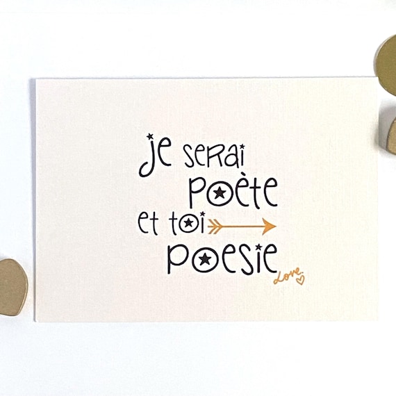 French Romantic Verse Card, Valentines, Anniversary, Wife, Boyfriend, Husband, Girlfriend, French Phrase Card