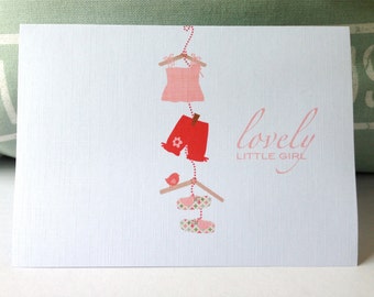 Baby Clothes Line Card, New Baby Card Personalized, Congratulations Baby Card, Cute Personalized Baby Card, Granddaughter, niece, newborn