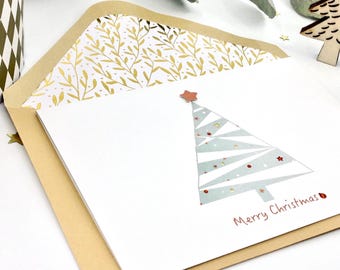 Cartões de árvore de Natal, Cartões de Natal modernos, Cartão de árvore de Natal minimalista, Cartão de Natal de Natal