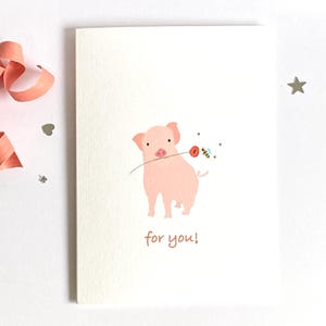 Biglietto con maiale, biglietto "Per te", biglietto con gioco di parole sugli animali, biglietto di compleanno con maiale, biglietto di ringraziamento, biglietto di amicizia, biglietto "Penso a te"