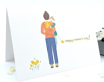 Mothers Day Card From Daughter. Modern Mother's Day Card, Tulips Mother's Day Card . First Mother's Day Card, Mom and Daugher Card Botanical