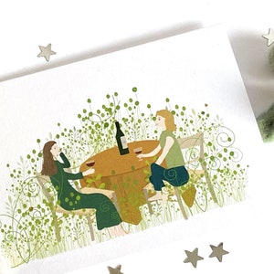 Beste Freunde Karte, alles Gute zum Geburtstag Karte für Freundin, Freundschaft, Freunde, die Spaß haben, Wein und Chat Karte, Galentine's Day Karte