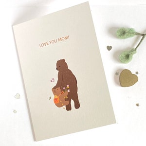 Biglietto d'auguri per la festa della mamma "Mama Bear", simpatico biglietto con animale per la mamma, primo biglietto per la festa della mamma, biglietto con mamma e cucciolo di orso, divertente regalo per la festa della mamma.