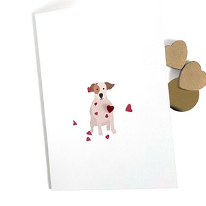 Biglietto d'auguri Jack Russell Terrier, biglietto di San Valentino, biglietto d'auguri per anniversario, biglietto per amanti dei cani, biglietto personalizzato, biglietto d'auguri per mamma e papà di cani, cuore 3D