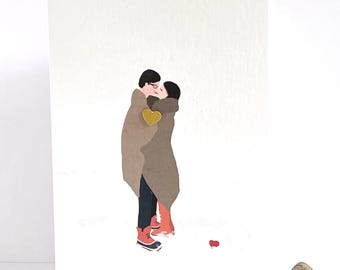 Personalized Couple Portrait Valentine's Day Card, Custom Anniversary Gift, Love Card for boyfriend, girlfriend, wife, husband