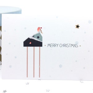 Cartoline di Natale di Robin, Biglietto di Natale pensando a te, Biglietti di auguri, Casette per uccelli Robin, Biglietto della foresta invernale, Neve, Biglietto degli amanti degli uccelli