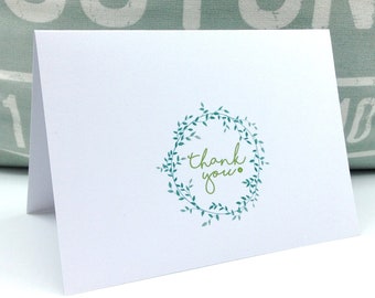 Thank You Cards , Floral Thank You Card, Botanical Thank You Card, Thank You Floral Wreath Card