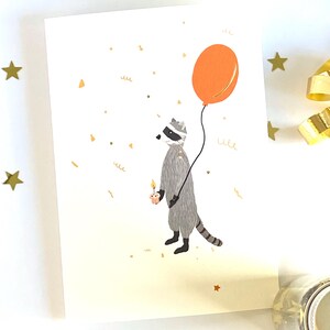 Birthday Card for Him, Boyfriend, Husband, Racoon And Balloon Greeting Card, Cute Animal Card for Men, Dad, Friend, Son
