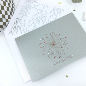 Eleganti cartoline di Natale con fiocchi di neve, EXTRA FESTIVE - Cartoline di Natale moderne - Cartoline di Natale argento - Cartoline di Natale speciali, Cartoline di LUSSO,