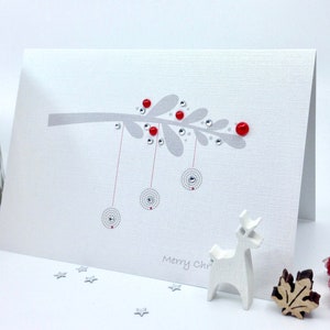 Elegant Christmas cards, Luxury Christmas Cards, Branch with Ornaments Card,  Unique christmas cards, Special Christmas EXTRA FESTIVE card.