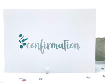 Invitation de confirmation, carte, carte de confirmation Eucaliptus, invitation, confirmation botanique pour garçon ou fille, cartes de confirmation élégantes