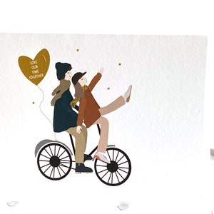 Paar Lustige Valentinskarten für sie, ihn Du und ich Karte, Liebeskarten, Jahrestagskarten, glückliches Paar auf dem Fahrrad, glücklich zusammen